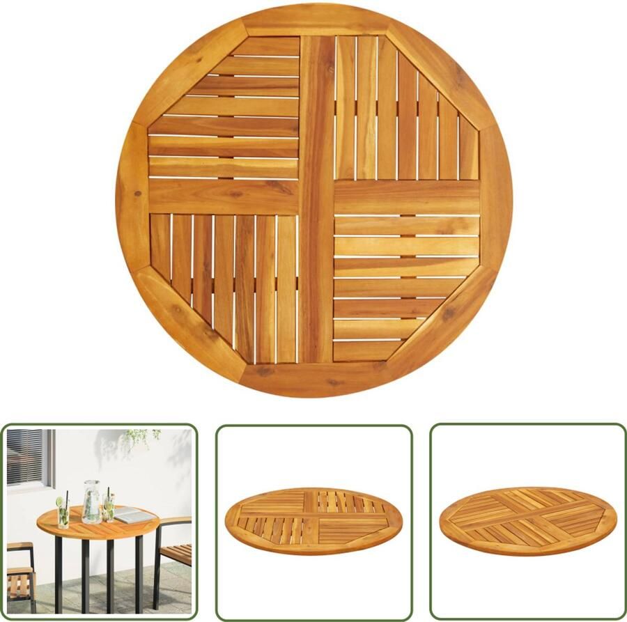 The Living Store Tafelblad rond Ø 80x2 2 cm massief acaciahout Houten Tafelblad Acacia Hout Rond Tafelblad Eetkamerset Buitentafel