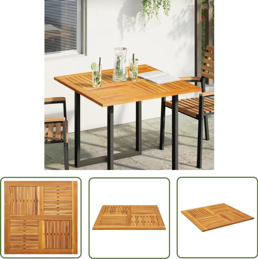 The Living Store Tafelblad vierkant 90x90x2 2 cm massief acaciahout Houten Tafelblad Acacia Hout Tafelblad Vervangen Buitentafeltje Terrastisch