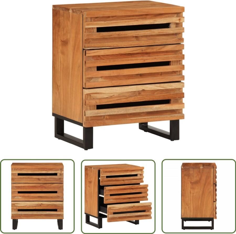 The Living Store Nachtkastje 50x34x62 cm massief acaciahout Nachtkastje Acacia Hout Salontafel Bedroom Furniture Commode