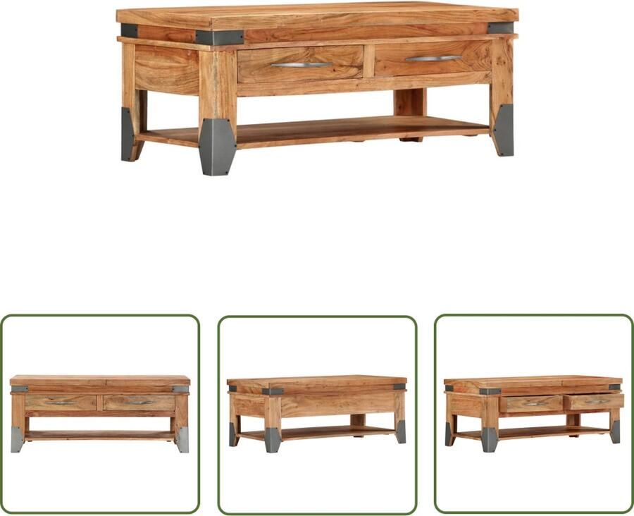 VidaXL Acacia Hout Salontafel 110x52x45 cm massief acaciahout Salontafeltje Hout Meubilair Tv Tafeltje - Foto 3