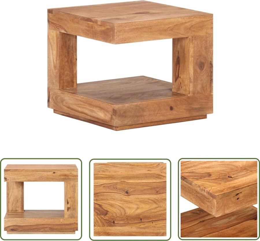 The Living Store Salontafel Acaciahout 45 x 45 x 40 cm Unieke vintage stijl Salontafel Acacia Hout Vintage Stijl Bijzettafel Koffietafel - Foto 2