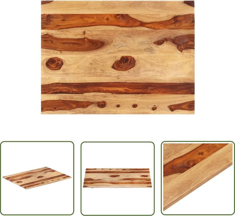 The Living Store Sheeshamhouten Tafelblad 60x70 cm Rustieke charme Massief Duurzaam Gemakkelijk schoon te maken Met houtsteunen Gepolijst Geschilderd Gelakt Tafelblad Acacia Hout Landelijke Stijl Vintage Tafel Salontafel - Foto 2