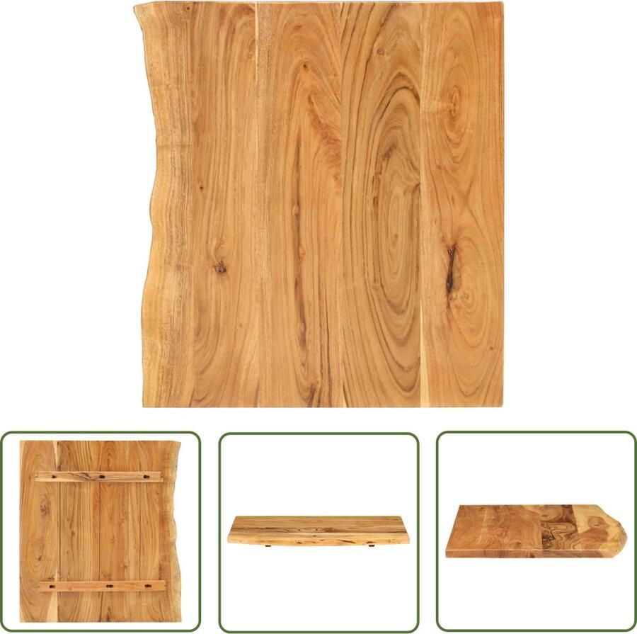The Living Store Acaciahouten wastafelblad 80 x 55 cm met natuurlijke houten rand Wastafelblad Acacia Hout Badkamermeubel Badkamerdecoratie Design Wastafel - Foto 2
