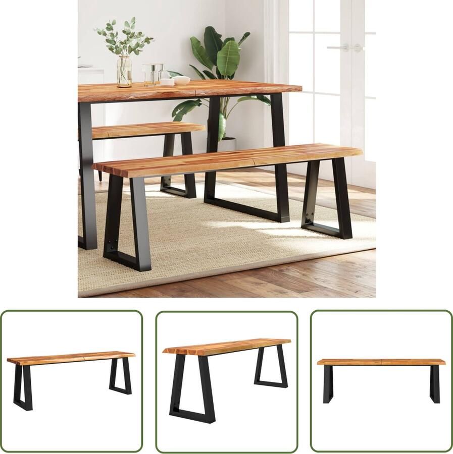 The Living Store Acaciahout Eetkamerbank 140 x 35 x 45 cm Natuurlijke Rand Eetkamerbank Acacia Houten Bank Halbank Vintage Bank Industrieel Bank - Foto 2