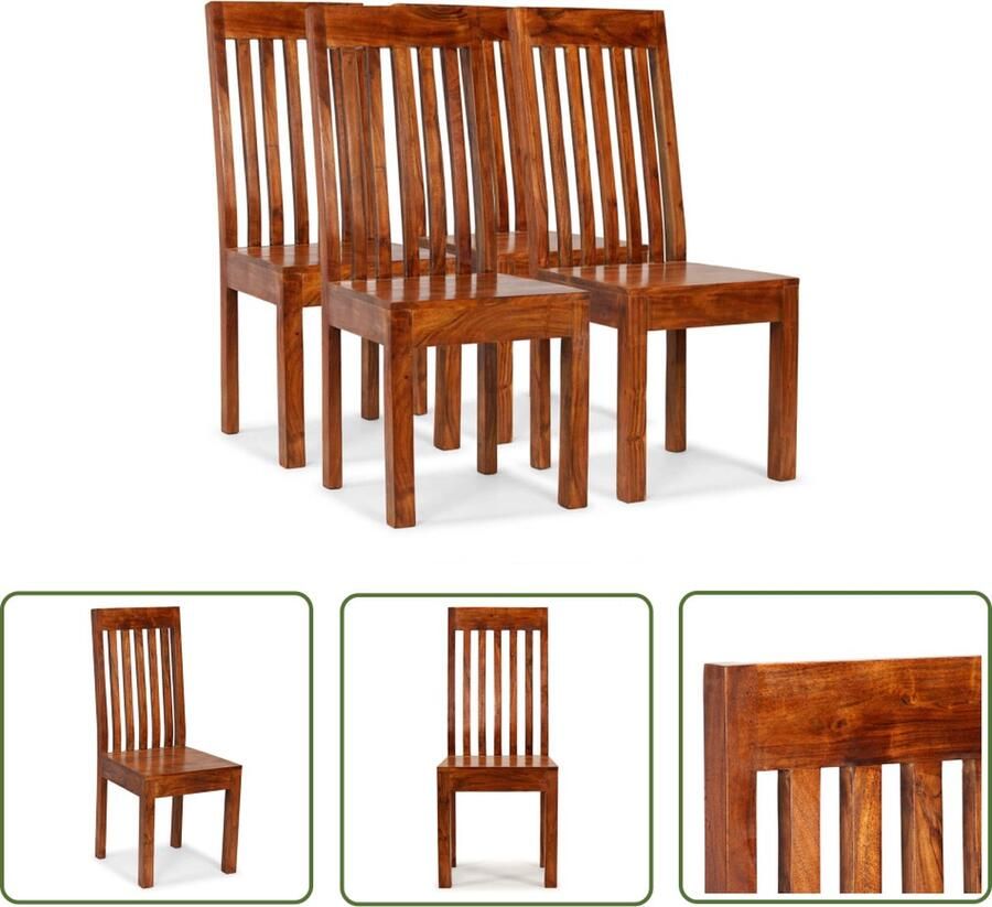 The Living Store Eetkamerstoelenset Massief acaciahout met sheesham afwerking 43x43x104cm Bruin Eetkamerstoelen Acacia Meubels Eetkamersets Vintage Stoelen Moderne Stoelen - Foto 2