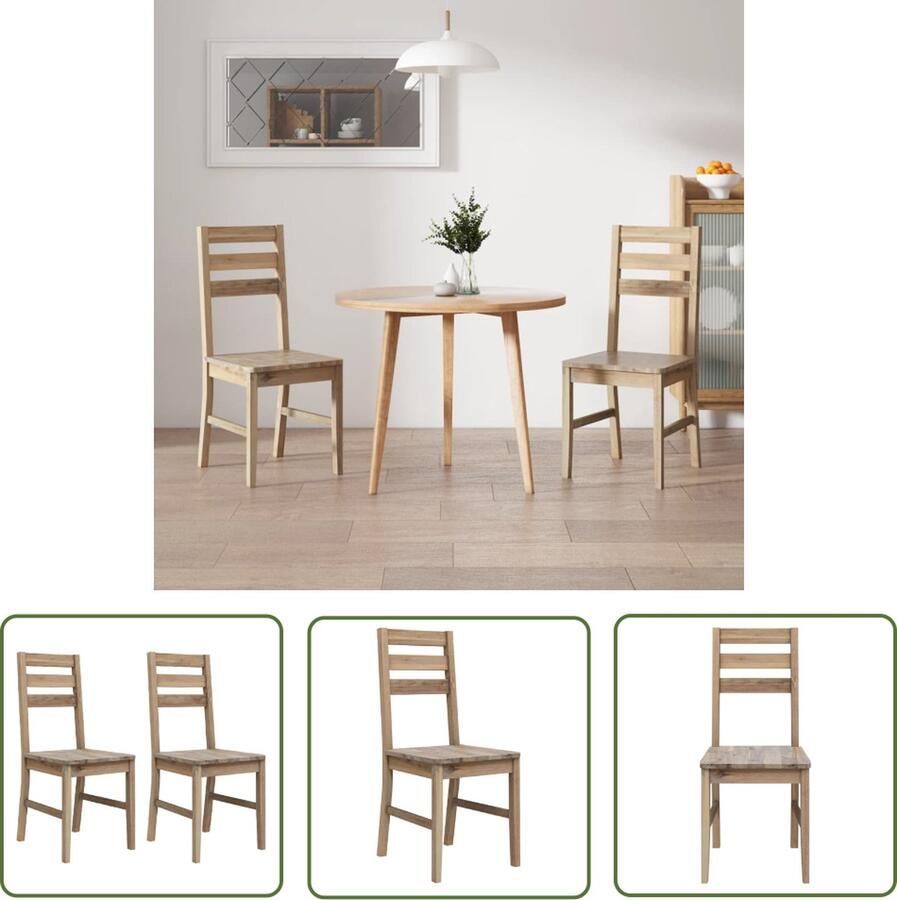 VidaXL Acacia Meubilair Eetkamerstoel Eetkamerstoelen 2 st massief acaciahout Houten Stoel Dining Chair Salontafel - Foto 2