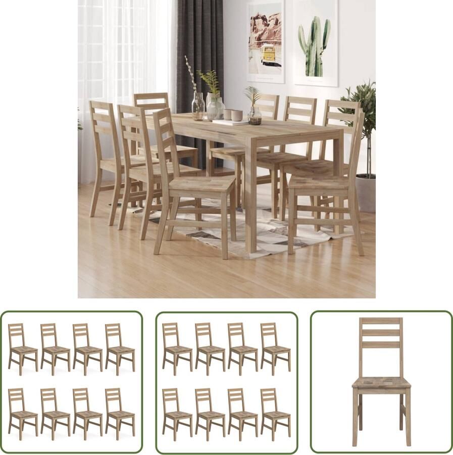 VidaXL Eetkamerstoelen 8 st massief acaciahout Eetkamerstoelen Acacia Meubilair Houten Stoelen Salontafel Dining Chairs - Foto 2