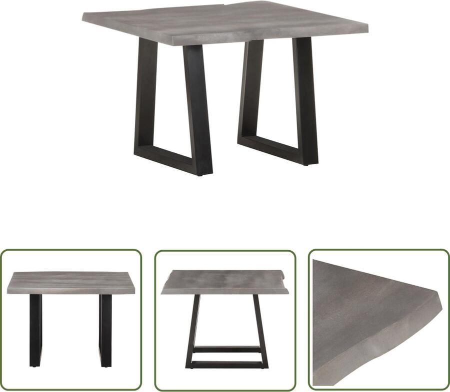 The Living Store IndustriÃle Tafel Massief Acaciahout IJzer Grijs 60x60x40cm Industriele Tafel Acacia Tafel Metalen Tafelpoten Salontafel Grijs Vintage Tafel - Foto 2