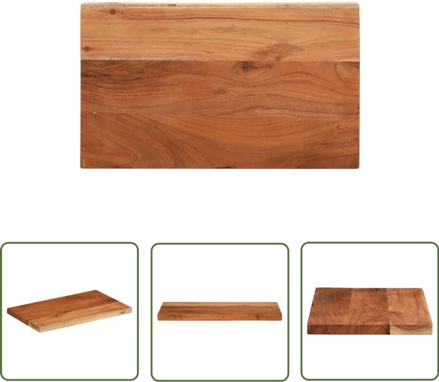 The Living Store Tafelblad rechthoekig 40x20x2 5 cm massief acaciahout Houten Tafelblad Acacia Tafelblad Rustic Tafelblad Vintage Tafelblad Bartafel Blad