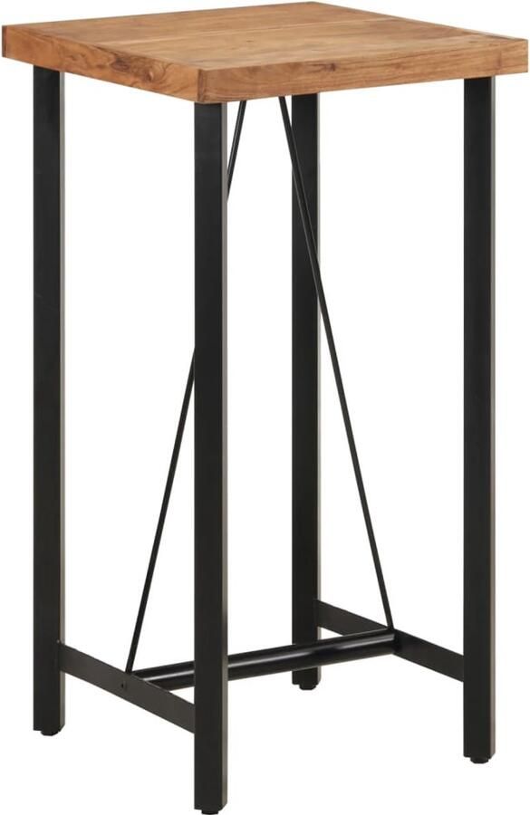 The Living Store Bartafel Acaciahout Stabiel ijzeren frame Stevig blad Bartafel Acacia Tafellaag Stalen Frame Salontafel Eetkamertafel