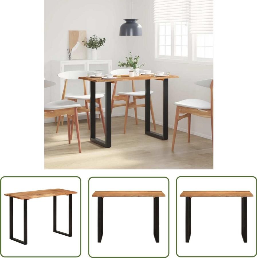 The Living Store Eettafel Massief Acaciahout 110 x 50 x 76 cm Levendige vormen en randen Eetkamertafel Acacia Tafellaag Industrie Style Salontafel Vintage Tafel - Foto 3