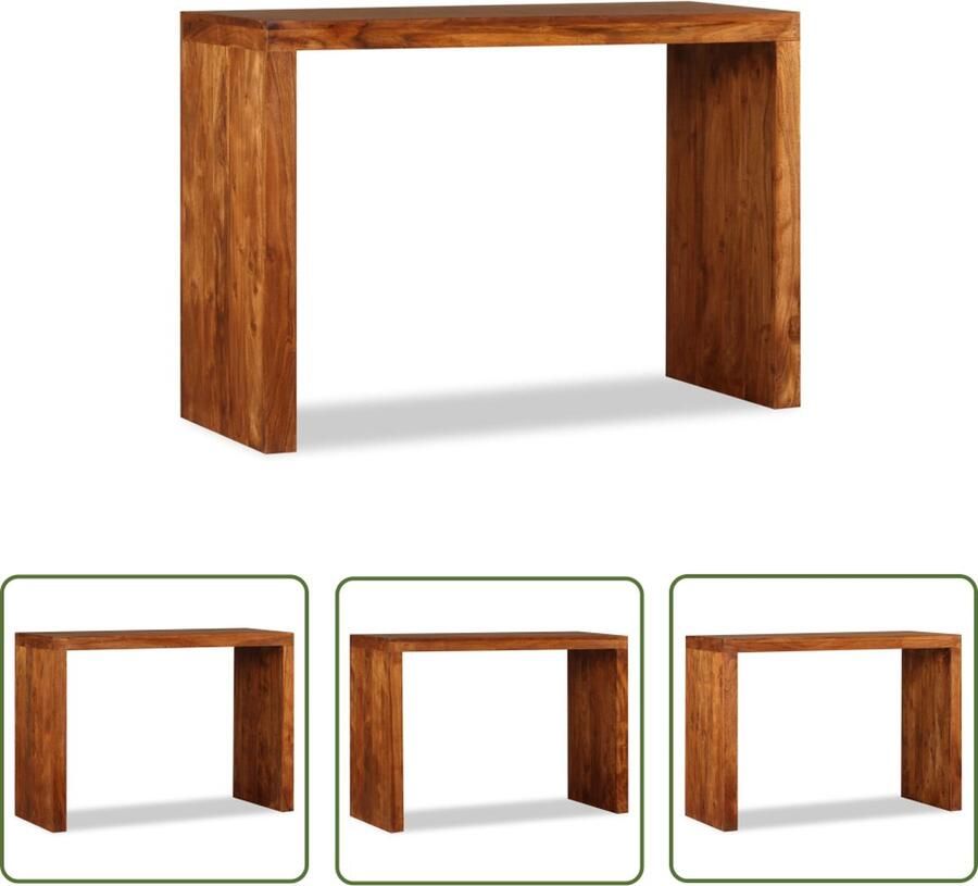 The Living Store Wandtafel 110x40x76 cm hout met honingkleurige afwerking Wandtafel Acacia Tafellaar Salontafel Bijzettafel Vintage Meubilair