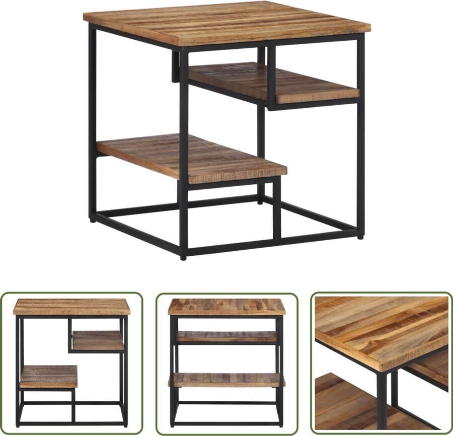 The Living Store Bijzettafel 50x50x50 cm massief gerecycled teakhout Bijzettafel Accenttafeltje Teakwood Vintage Industrieel Woonaccessoires