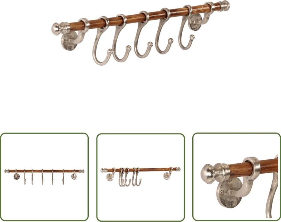 The Living Store Wandkapstok 75x15 cm aluminium Wandkapstok Aluminium Kapstok Muur Entree Decoratie Garderobe Organizer