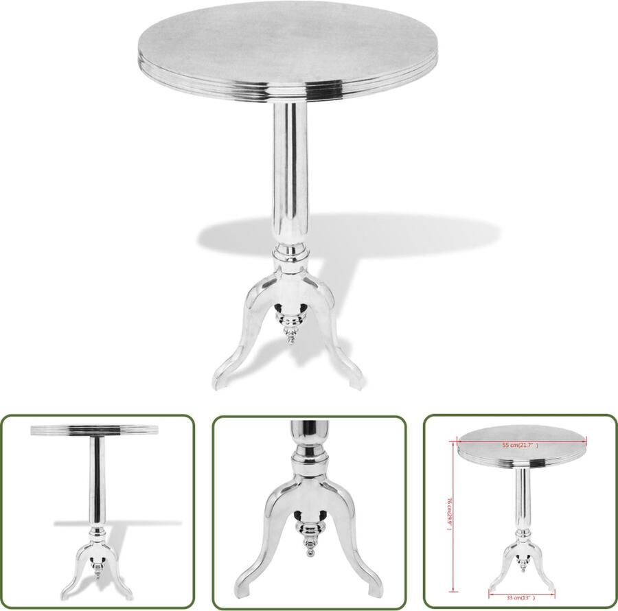 The Living Store Bijzettafel Aluminium 55 x 76 cm Zilver Bijzettafel Aluminum Tafellaar Sidetable Aluminium Meubilair Moderne Bijzettafel