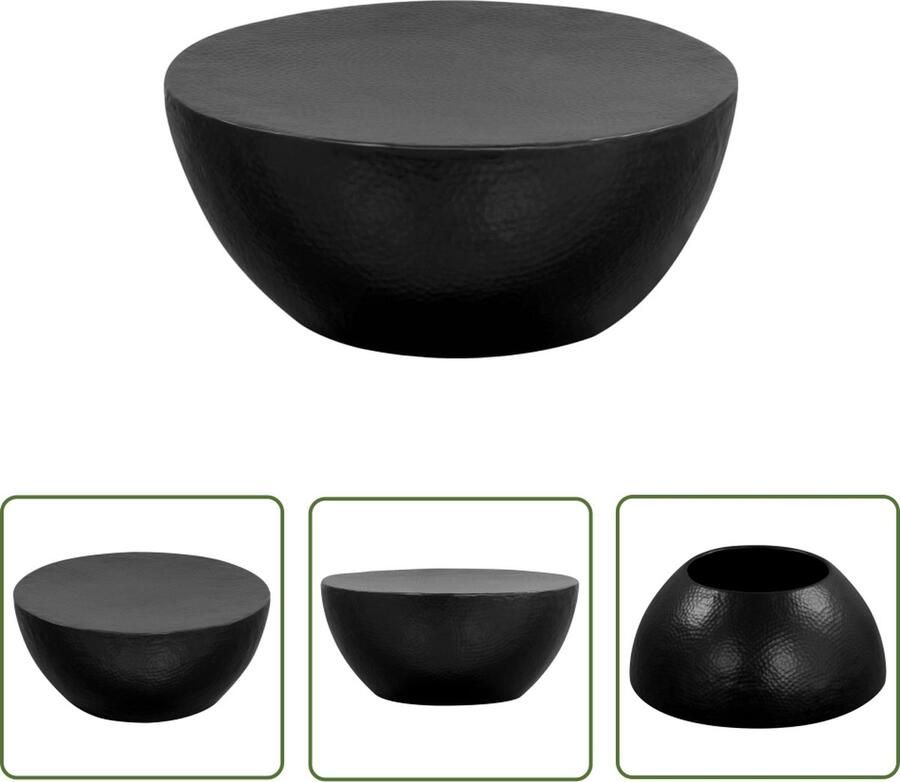 The Living Store Salontafel Gehamerd Aluminium 70 x 30 cm Zwart Salontafel Aluminum Tafels Zwarte Salontafel Industriële Salontafel Kleine Salontafel - Foto 2