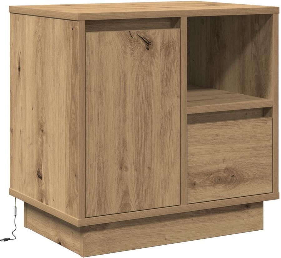 VidaXL Nachtkastje met lade artisanaal eikenkleurig 50 x 34.5 x 50 cm - Foto 2