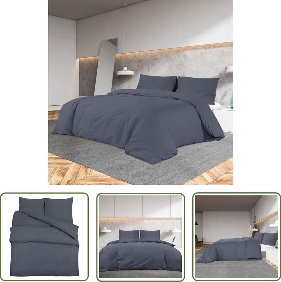The Living Store Dekbedovertrek Antraciet 140 x 200 cm OEKO-TEX 100% katoen Dekbedovertrek Anthraciete Katoen Tweepersoonsbed Bedding