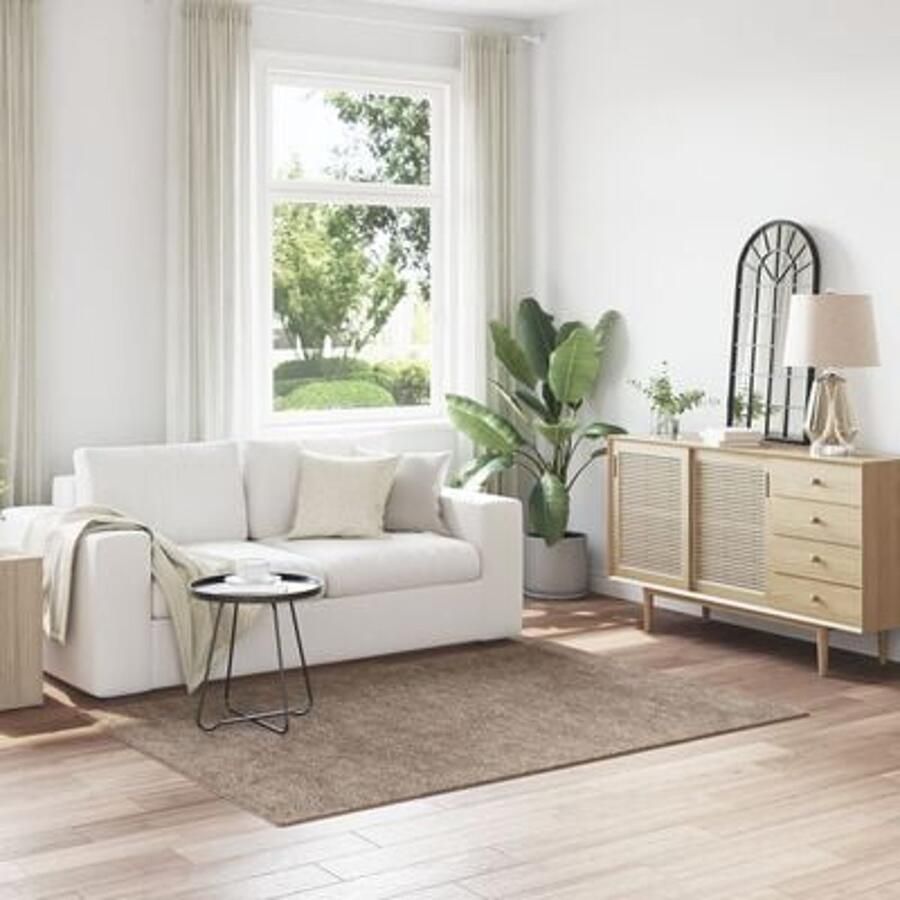 VidaXL Kleed Bruin Wol 140 x 200 cm Vloerkleed Rechthoekig Modern