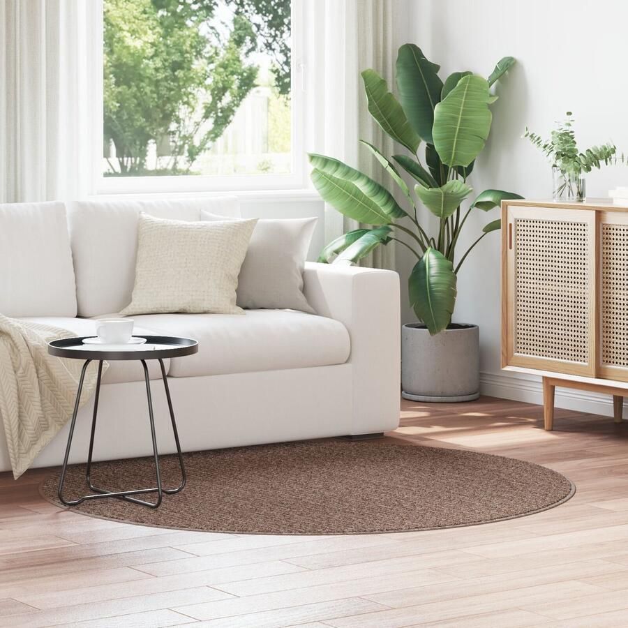VidaXL Vloerkleed Bruin Polyester Ø 160 cm Anti-slip Vloerkleed Rond - Foto 2