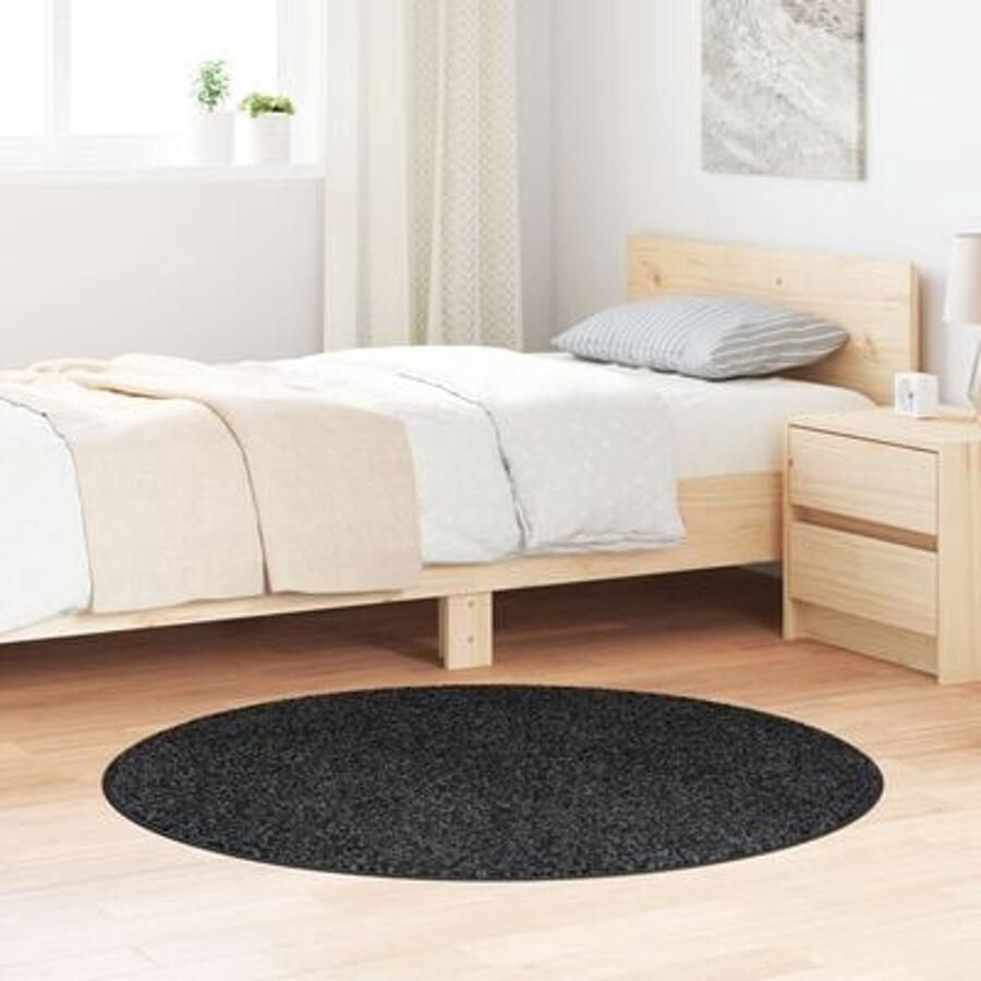 VidaXL Vloerkleed Donkergrijs Polyester Ø 120 cm Rond Vloerkleed