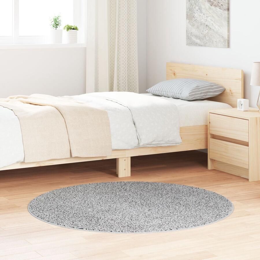 VidaXL Vloerkleed Grijs Polyester Ø 120 cm Duurzaam Rond Vloerkleed