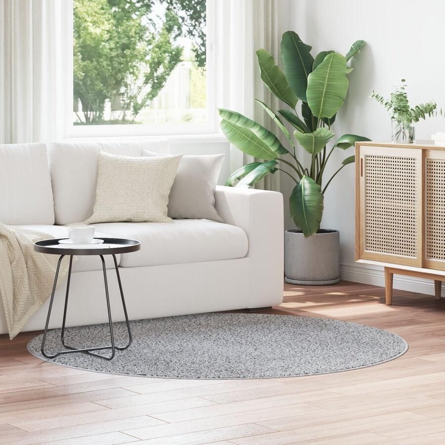 VidaXL Vloerkleed Grijs Polyester Ø 160 cm Rond vloerkleed - Foto 2