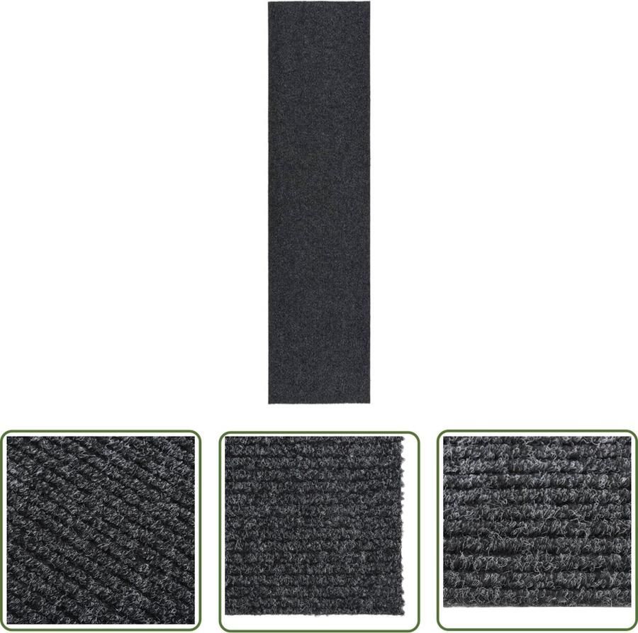The Living Store Droogloopmat 100x400 cm antracietkleurig Tapijtroeper Antraciet Vloerkleden Binnenhuisdecoratie Hal Runner