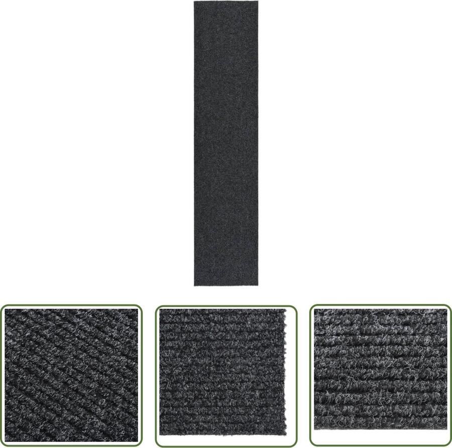 The Living Store Tapijtloper Antraciet 100 x 450 cm Geluiddempend en Onderhoudsvriendelijk 70% PP en 30% PES Tapijtroeper Antraciet Loopmat Binnenvloerbekleding Hal Runner
