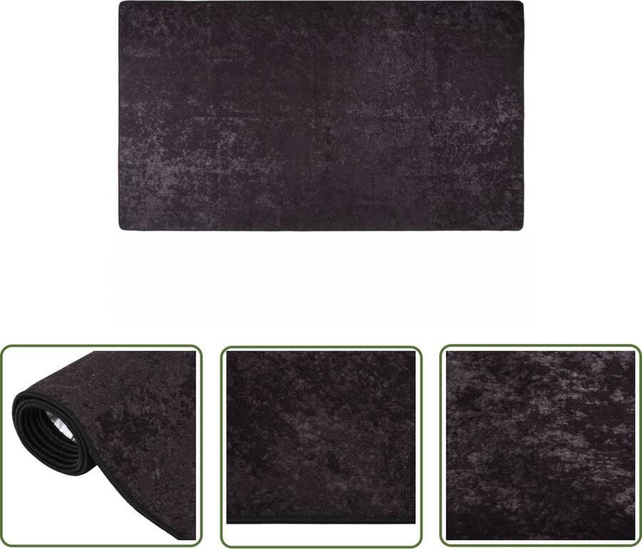 The Living Store Vloerkleed wasbaar anti-slip 190x300 cm antracietkleurig Vloerkleed Antraciet Fluweel Washable Antislip