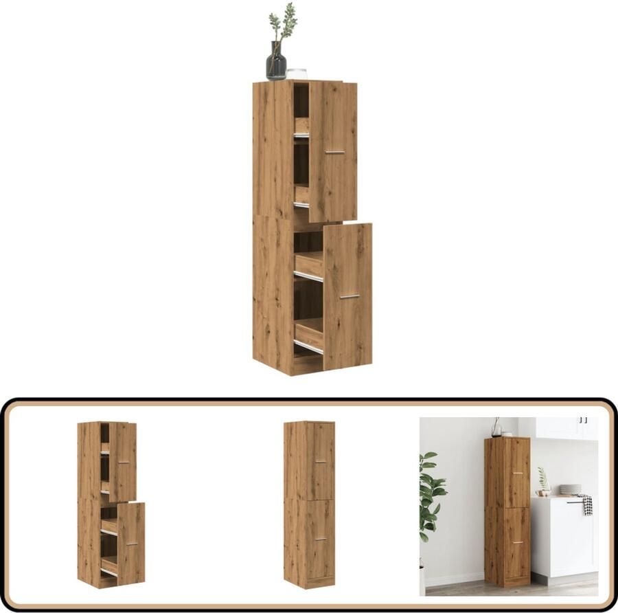 VidaXL Apothekerskast 144 5 cm Artisanaal Eiken Apothekerskast Apothekerskasten Apothekerskast Keuken Apotheekkast