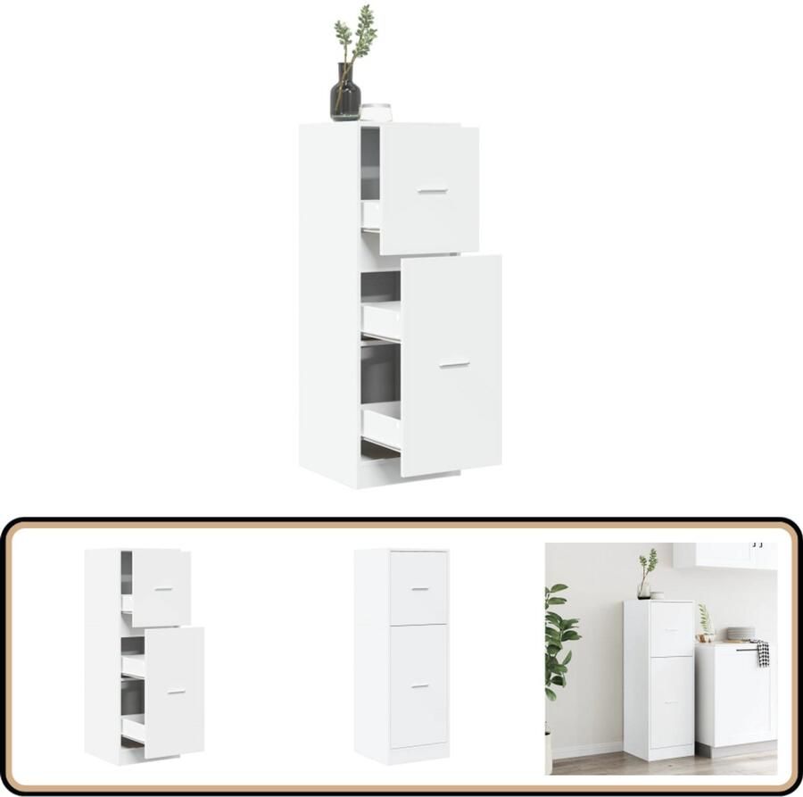 VidaXL Apothekerskast 3 lades Wit Bewerkt hout Apothekerskast Apothekerskasten Apothekerskast Keuken Apotheekkast