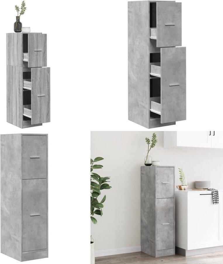 VidaXL Apothekerskast 30x41x118 cm bewerkt hout betongrijs Apothekerskast Apothekerskasten Apothekerskast Keuken Apotheekkast