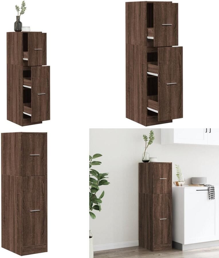VidaXL Apothekerskast 30x41x118 cm bewerkt hout bruin eikenkleurig Apothekerskast Apothekerskasten Apothekerskast Keuken Apotheekkast