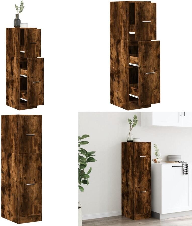 VidaXL Apothekerskast 30x41x118 cm bewerkt hout gerookt eikenkleurig Apothekerskast Apothekerskasten Apothekerskast Keuken Apotheekkast