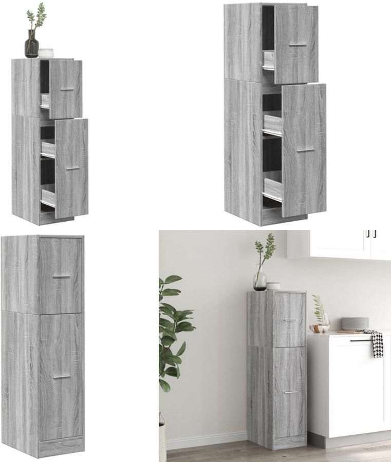 VidaXL Apothekerskast 30x41x118 cm bewerkt hout grijs sonoma eiken Apothekerskast Apothekerskasten Apothekerskast Keuken Apotheekkast