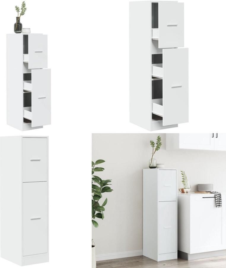 VidaXL Apothekerskast 30x41x118 cm bewerkt hout wit Apothekerskast Apothekerskasten Apothekerskast Keuken Apotheekkast