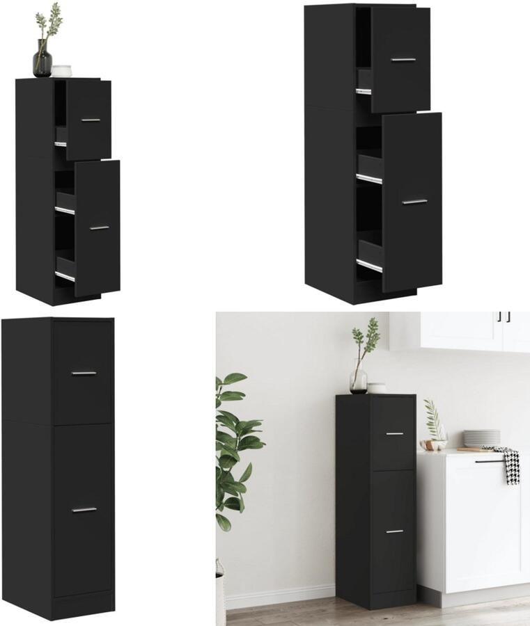 VidaXL Apothekerskast 30x41x118 cm bewerkt hout zwart Apothekerskast Apothekerskasten Apothekerskast Keuken Apotheekkast
