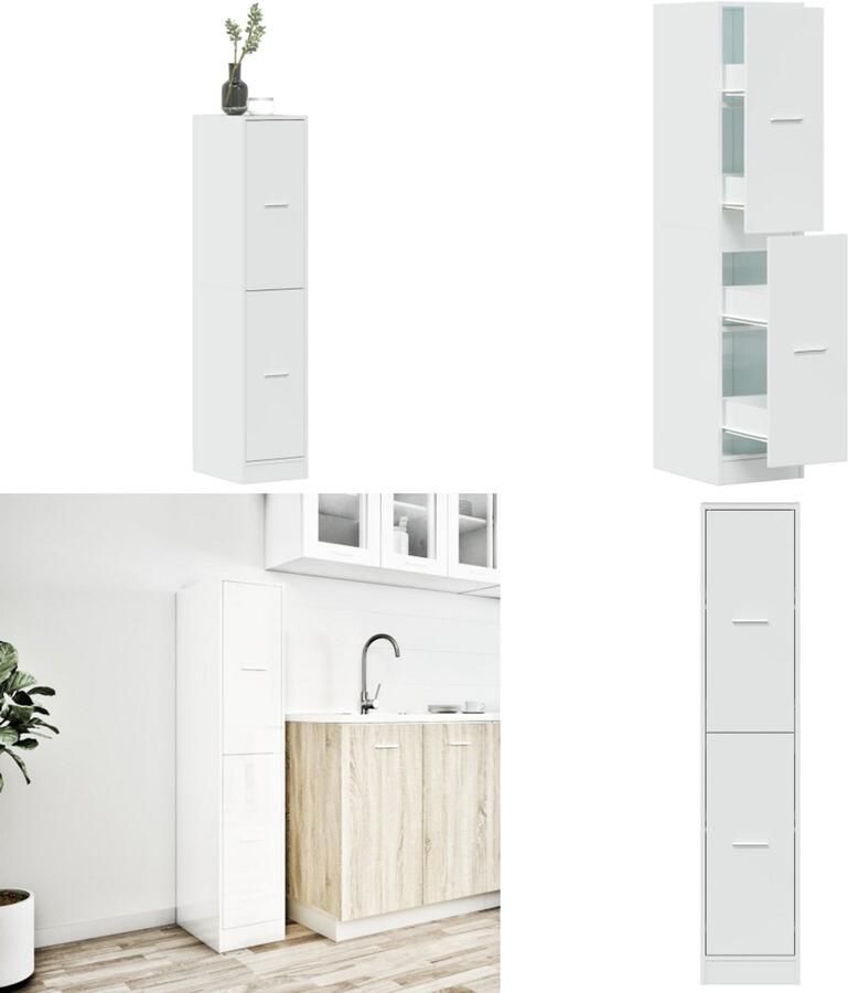VidaXL Apothekerskast 30x41x144 5 cm bewerkt hout hoogglans wit Apothekerskast Apothekerskasten Apothekerskast Keuken Apotheekkast