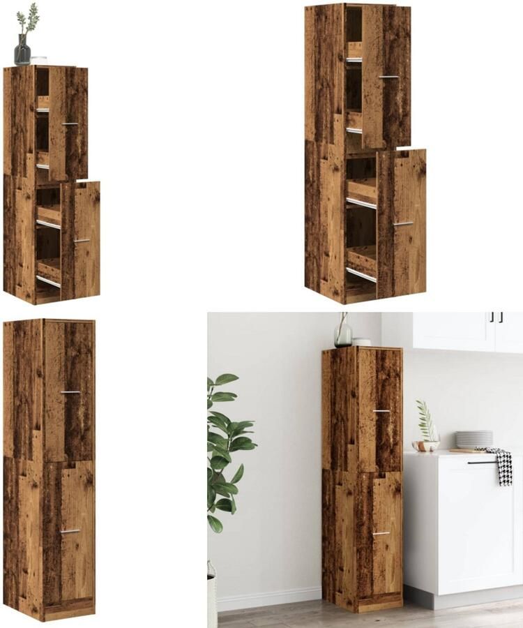 VidaXL Apothekerskast 30x41x144 5 cm bewerkt hout oud houtkleurig Apothekerskast Apothekerskasten Apothekerskast Keuken Apotheekkast