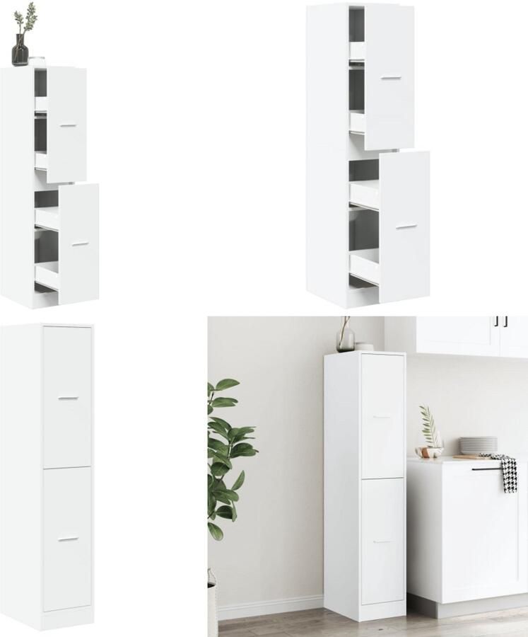 VidaXL Apothekerskast 30x41x144 5 cm bewerkt hout wit Apothekerskast Apothekerskasten Apothekerskast Keuken Apotheekkast