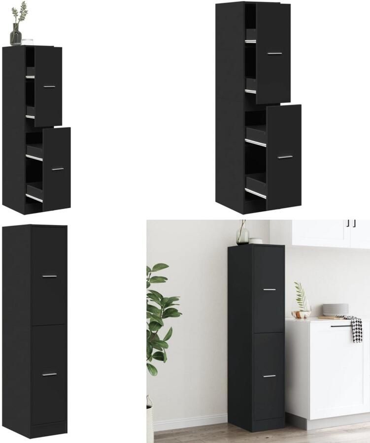 VidaXL Apothekerskast 30x41x144 5 cm bewerkt hout zwart Apothekerskast Apothekerskasten Apothekerskast Keuken Apotheekkast