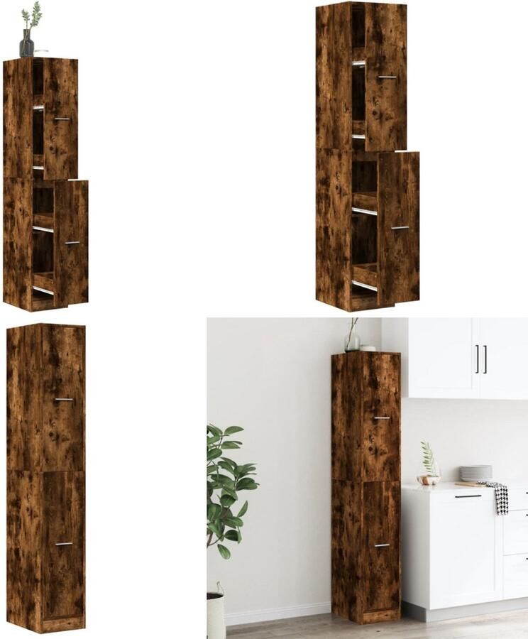 VidaXL Apothekerskast 30x41x174 5 cm bewerkt hout gerookt eikenkleurig Apothekerskast Apothekerskasten Apothekerskast Keuken Apotheekkast