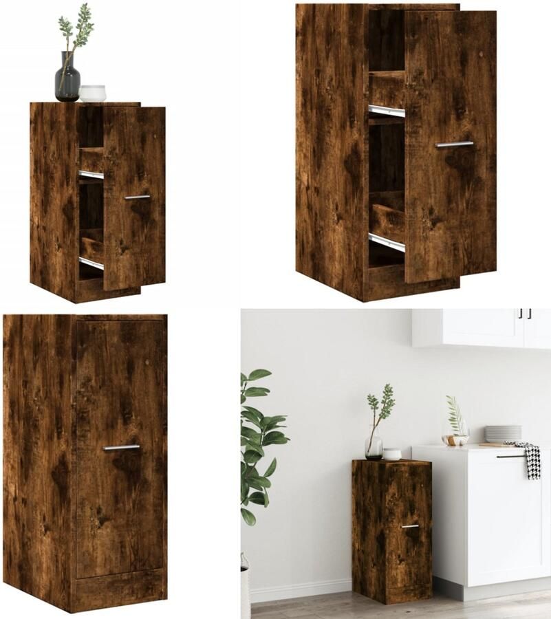 VidaXL Apothekerskast 30x41x77 5 cm bewerkt hout gerookt eikenkleurig Apothekerskast Apothekerskasten Apothekerskast Keuken Apotheekkast