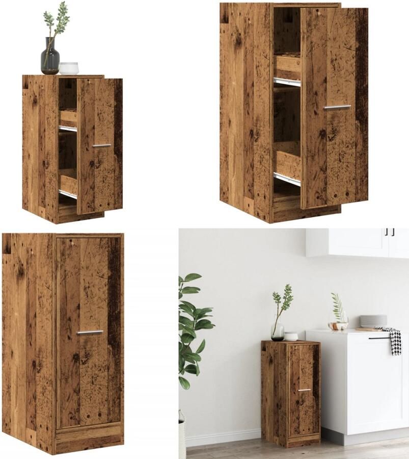 VidaXL Apothekerskast 30x41x77 5 cm bewerkt hout oud houtkleurig Apothekerskast Apothekerskasten Apothekerskast Keuken Apotheekkast