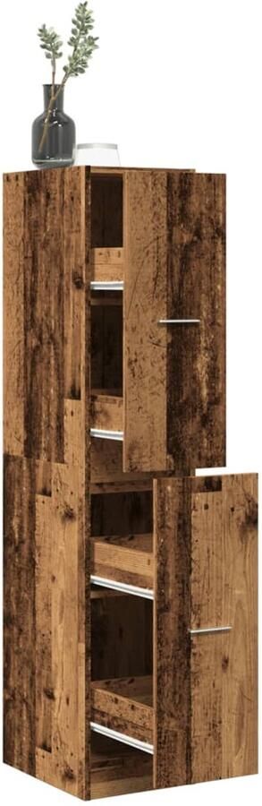 VidaXL Apothekerskast 4 Lades Oud Houtkleurig Apothekerskast Apothekerskasten Apothekerskast Keuken Apotheekkast