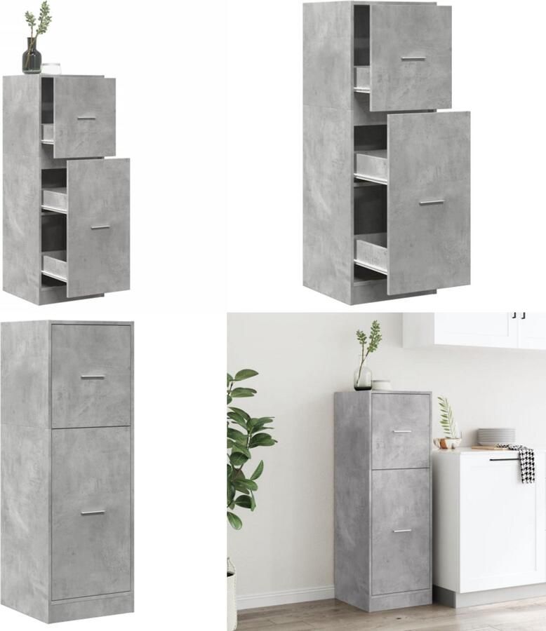 VidaXL Apothekerskast 40x41x118 cm bewerkt hout betongrijs Apothekerskast Apothekerskasten Apothekerskast Keuken Apotheekkast