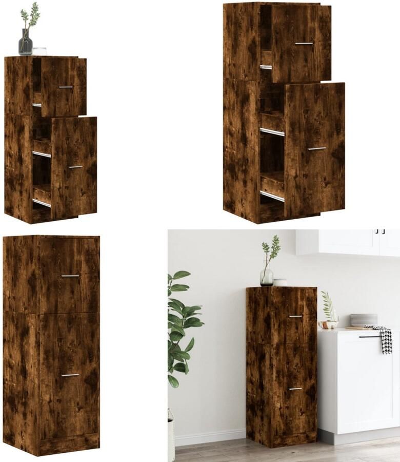 VidaXL Apothekerskast 40x41x118 cm bewerkt hout gerookt eikenkleurig Apothekerskast Apothekerskasten Apothekerskast Keuken Apotheekkast