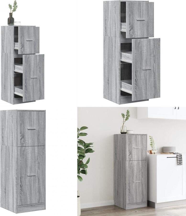 VidaXL Apothekerskast 40x41x118 cm bewerkt hout grijs sonoma eiken Apothekerskast Apothekerskasten Apothekerskast Keuken Apotheekkast