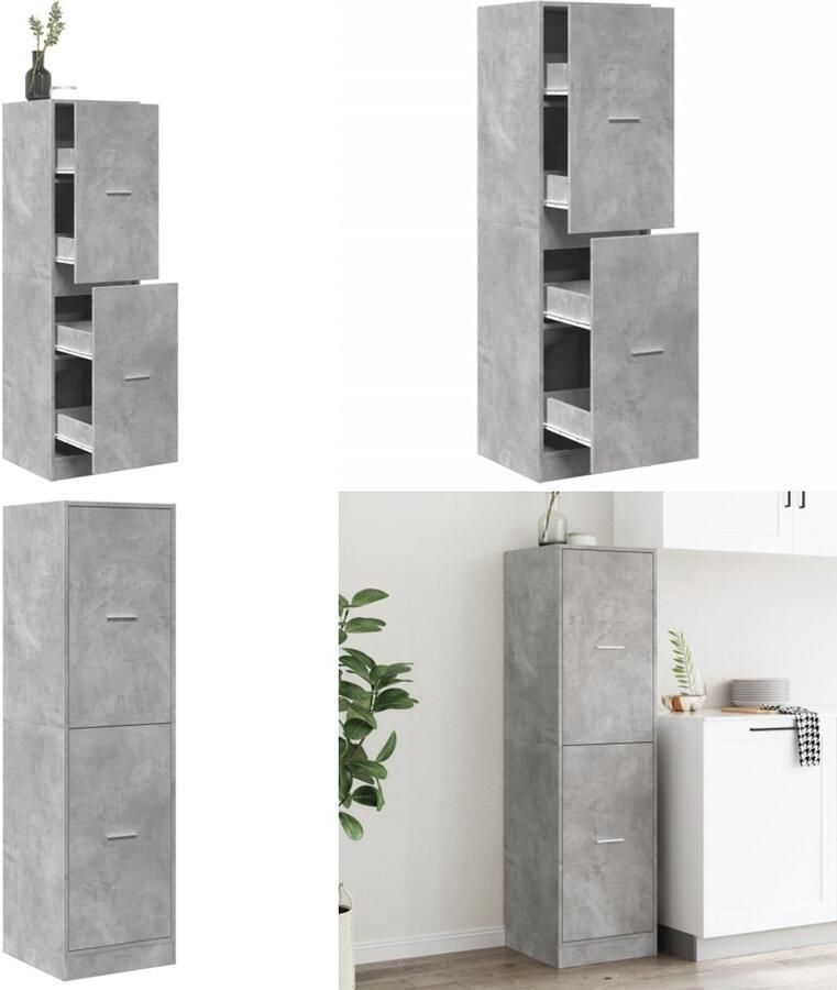 VidaXL Apothekerskast 40x41x144 5 cm bewerkt hout betongrijs Apothekerskast Apothekerskasten Apothekerskast Keuken Apotheekkast